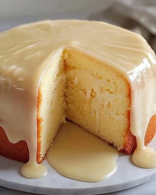 Moist Vanilla Cake with Sweetened Milk Glaze Recipe