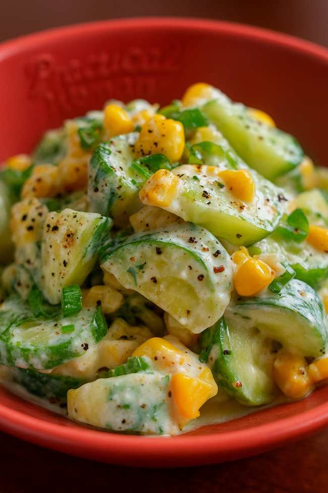 Southern Creamy Cucumber and Corn Salad Recipe