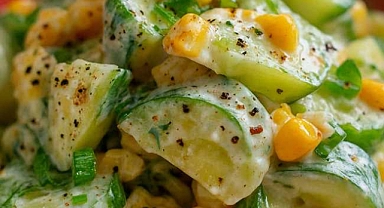 Southern Creamy Cucumber and Corn Salad Recipe