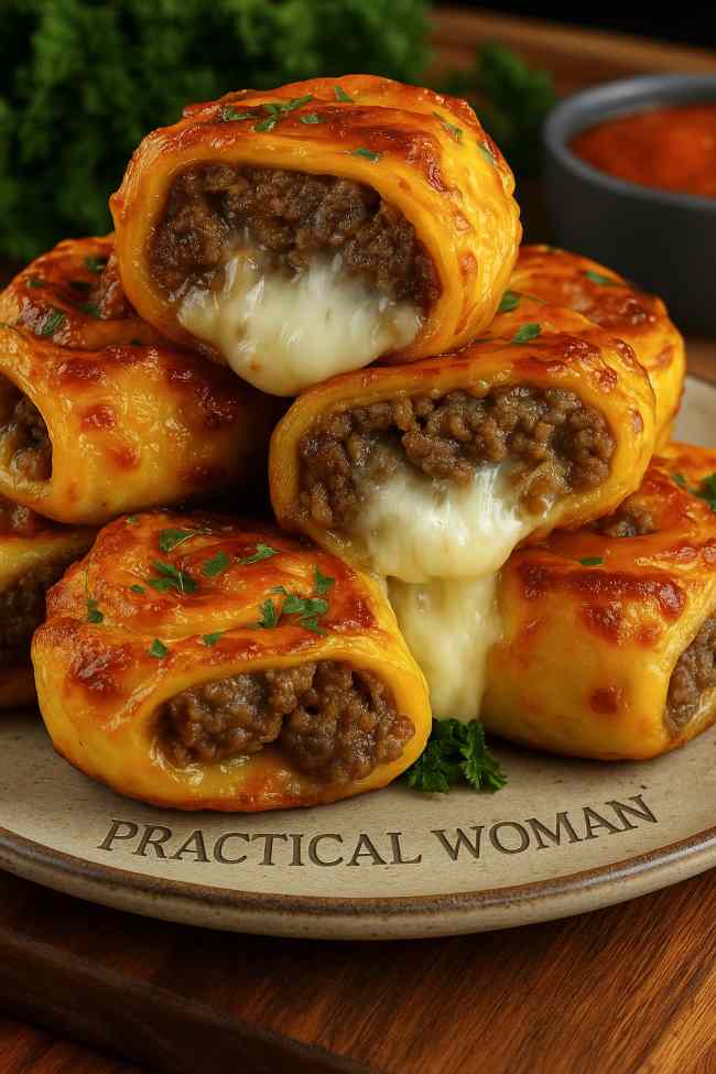 Garlic Butter Cheeseburger Rollups Recipe