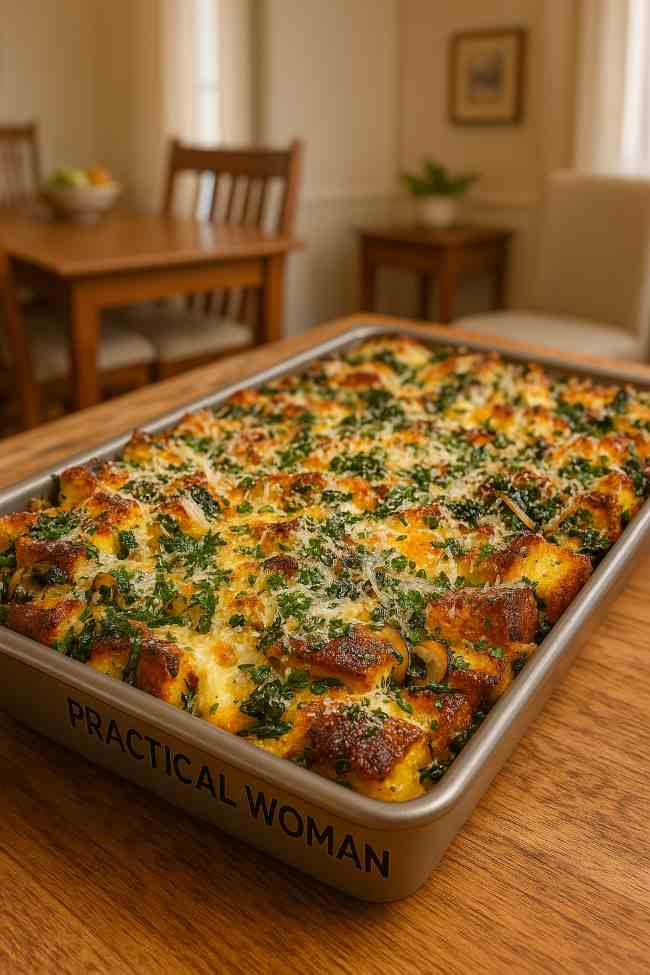 Cheesy Spinach and Mushroom Strata Recipe