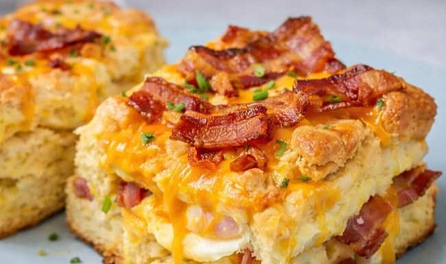 Christmas Morning Bacon, Egg and Cheese Biscuit Bake Recipe