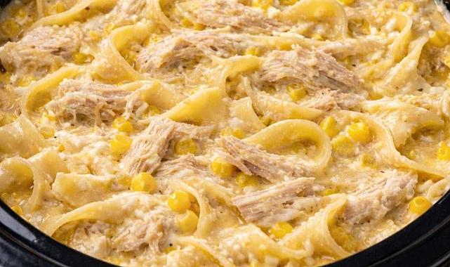 Slow Cooker Amish Chicken Corn Noodle Supper Recipe