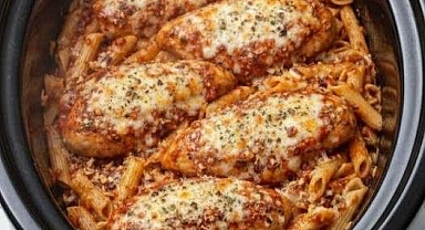Slow Cooker Chicken Parmesan Penne Recipe
