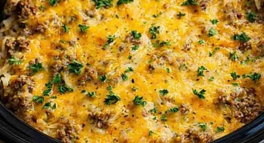 Slow Cooker Ground Beef and Hash Brown Bake Recipe