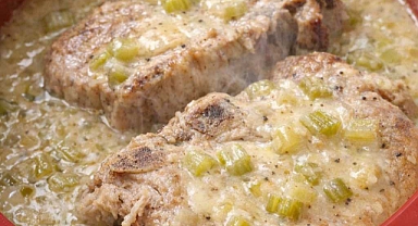 Slow Cooker 3-Ingredient Amish Celery Pork Chops Recipe