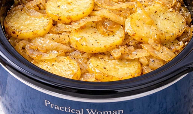 Slow Cooker Potato and Onion Bake Recipe