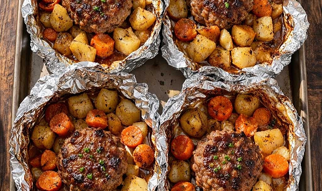 4-Ingredient Beef & Veggie Foil Dinner Recipe