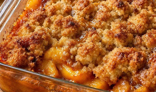 5-Ingredient Baked Peach Dump Dessert Recipe
