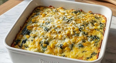 Oven Baked Cheesy Corn and Spinach Casserole Recipe