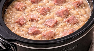Slow Cooker 3-Ingredient Ham and Beans Recipe
