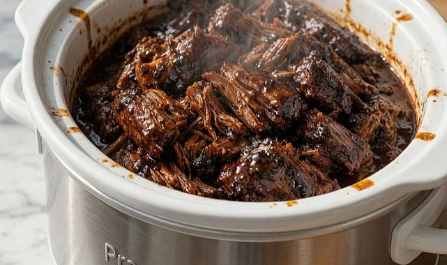 Slow Cooker 4-Ingredient Balsamic Shredded Beef Recipe