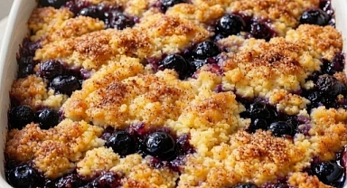 4-Ingredient Oven Baked Blueberry Dessert Recipe
