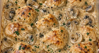 Oven Baked 4-Ingredient Chicken Stroganoff Bake Recipe
