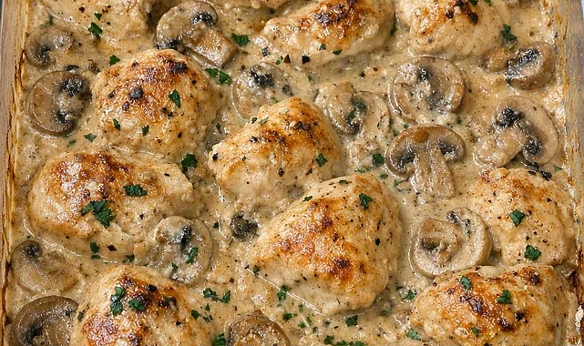 Oven Baked 4-Ingredient Chicken Stroganoff Bake Recipe