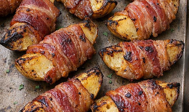 Oven Baked 4-Ingredients Bacon Wrapped Potato Wedges Recipe