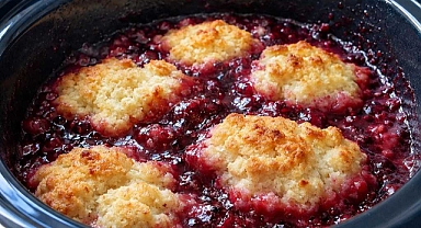 4-Ingredient Slow Cooker Blueberry Grunt Recipe