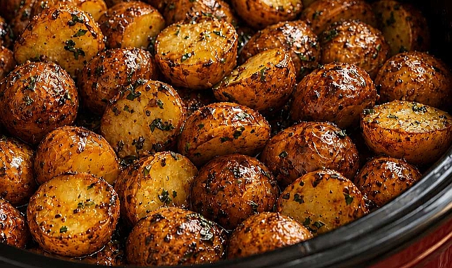4-Ingredient Slow Cooker Glazed Herb Baby Potatoes