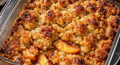 5-Ingredient Baked Frozen Peach Dessert Recipe
