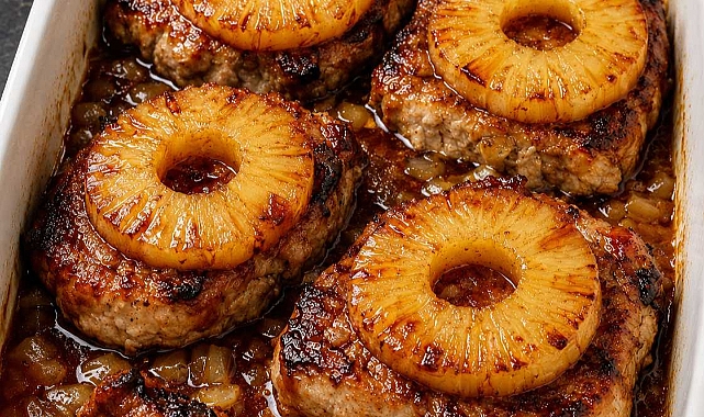 Oven Baked 3-Ingredient Pork Chops with Canned Pineapple Recipe