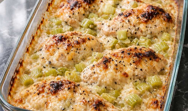 Oven-Baked 4-Ingredient Amish Creamy Celery Chicken Bake Recipe
