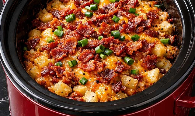 Slow Cooker Crispy Bacon Potato Casserole Recipe