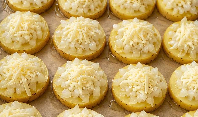 Oven Baked 4-Ingredient Swiss Onion Potato Bites Recipe