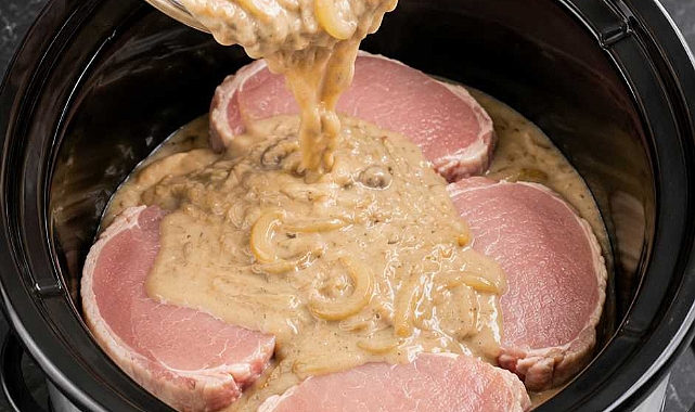 Slow Cooker 5-Ingredient French Onion Pork Chops Recipe