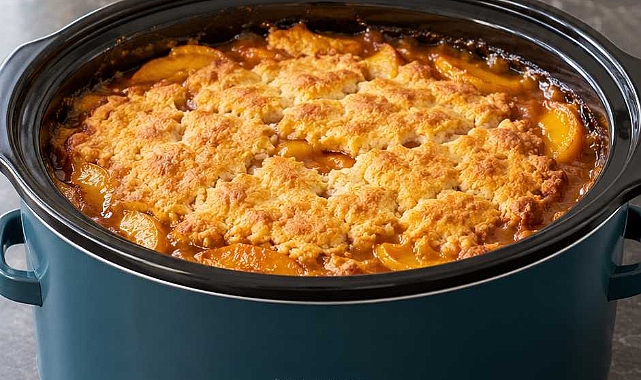 Slow Cooker Peach Dump Cake Recipe