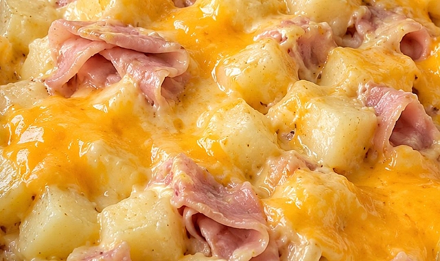 5-Ingredient Cheesy Ham and Potato Casserole Recipe