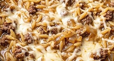 5-Ingredient French Onion Beef and Orzo Recipe