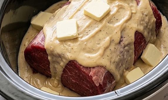 5-Ingredient Slow Cooker Sirloin Tip Roast Dinner Recipe