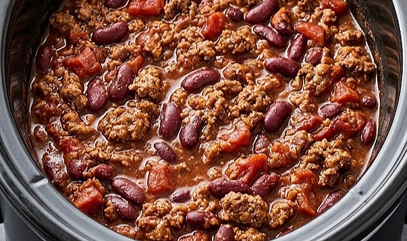 Slow Cooker 4-Ingredient Beef Chili Recipe