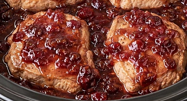 Slow Cooker 4-Ingredient Cranberry Balsamic Pork Chops Recipe