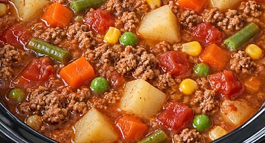 Slow Cooker 5-Ingredient Hamburger Soup Recipe