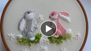 3D bunny How to embroider a bunny Detached stitch