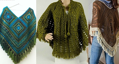 Poncho de punto de último diseño colorido