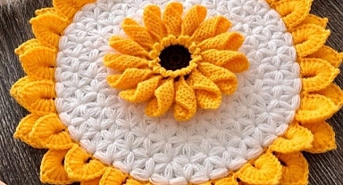 Crochet Sunflower Bath Pouf