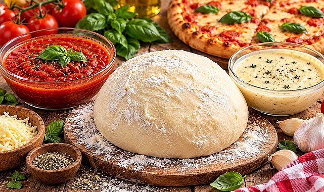 Practical Woman’s Homemade Pizza Dough with Red & White Sauces Recipe