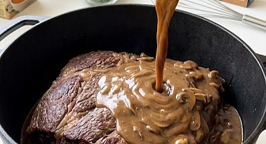 Oven Baked 3-Ingredient Gravy Smothered Beef Roast Recipe